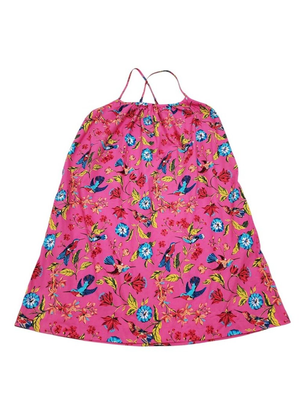 Printfresh Cami Nightgown L Hummingbird Haven Organic Cotton Floral Bird Pockets - Picture 4 of 12